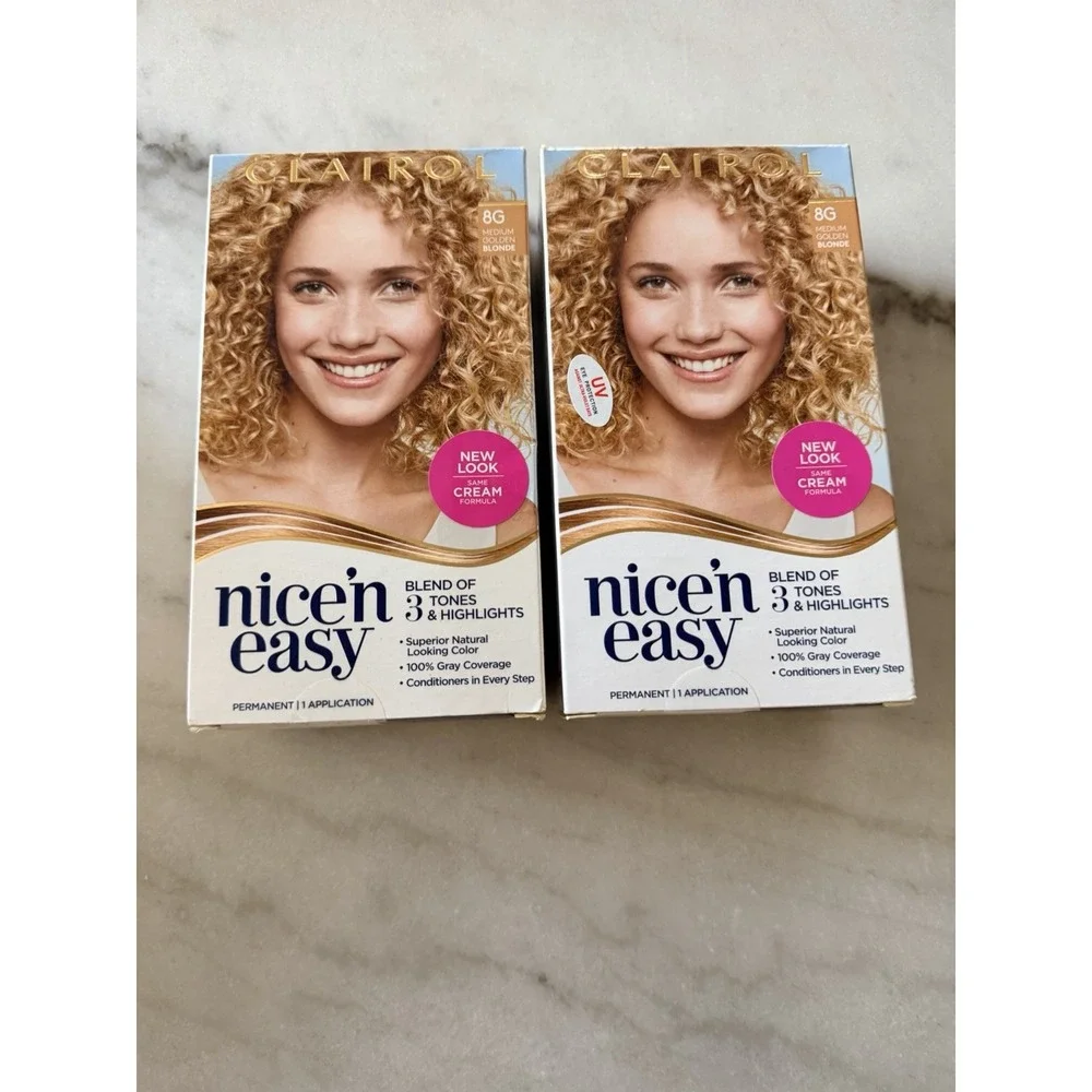 Lot of 2 Clairol Nice n' Easy Hair Color Medium Golden Blonde #8G, NEW & SEALED